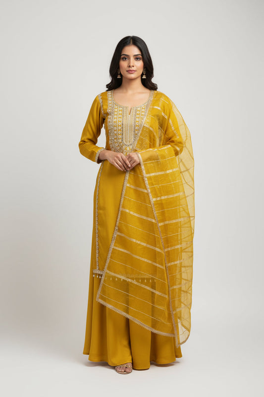 Yellow sharara suit