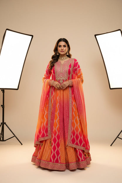 Saawan : Chinon silk long gowns