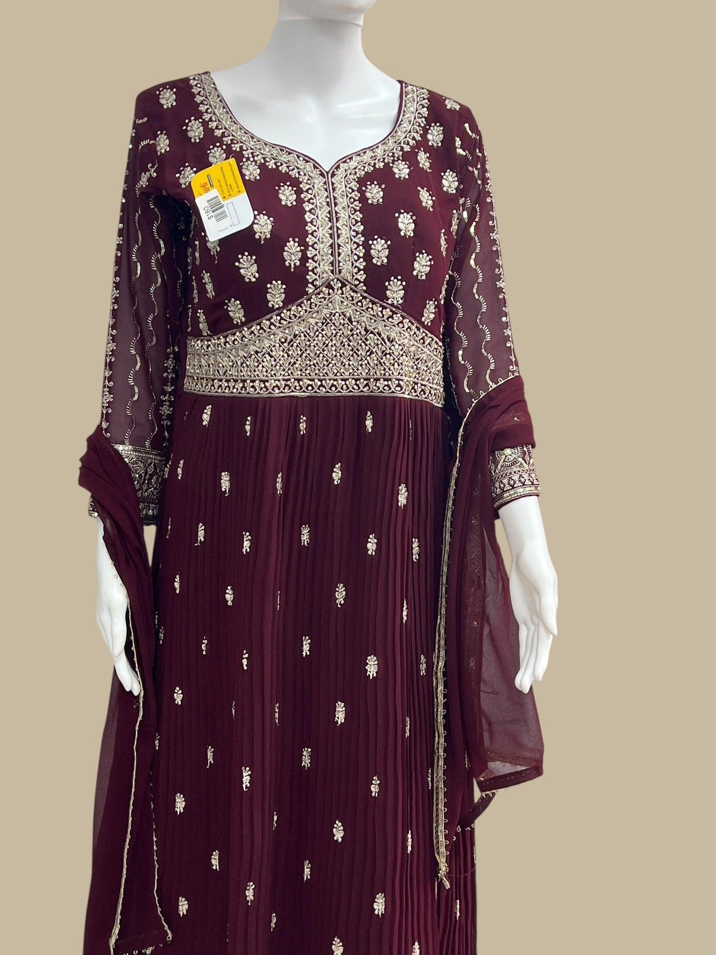 Party wear long gown : wine color
