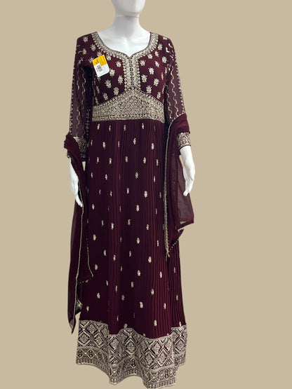 Party wear long gown : wine color