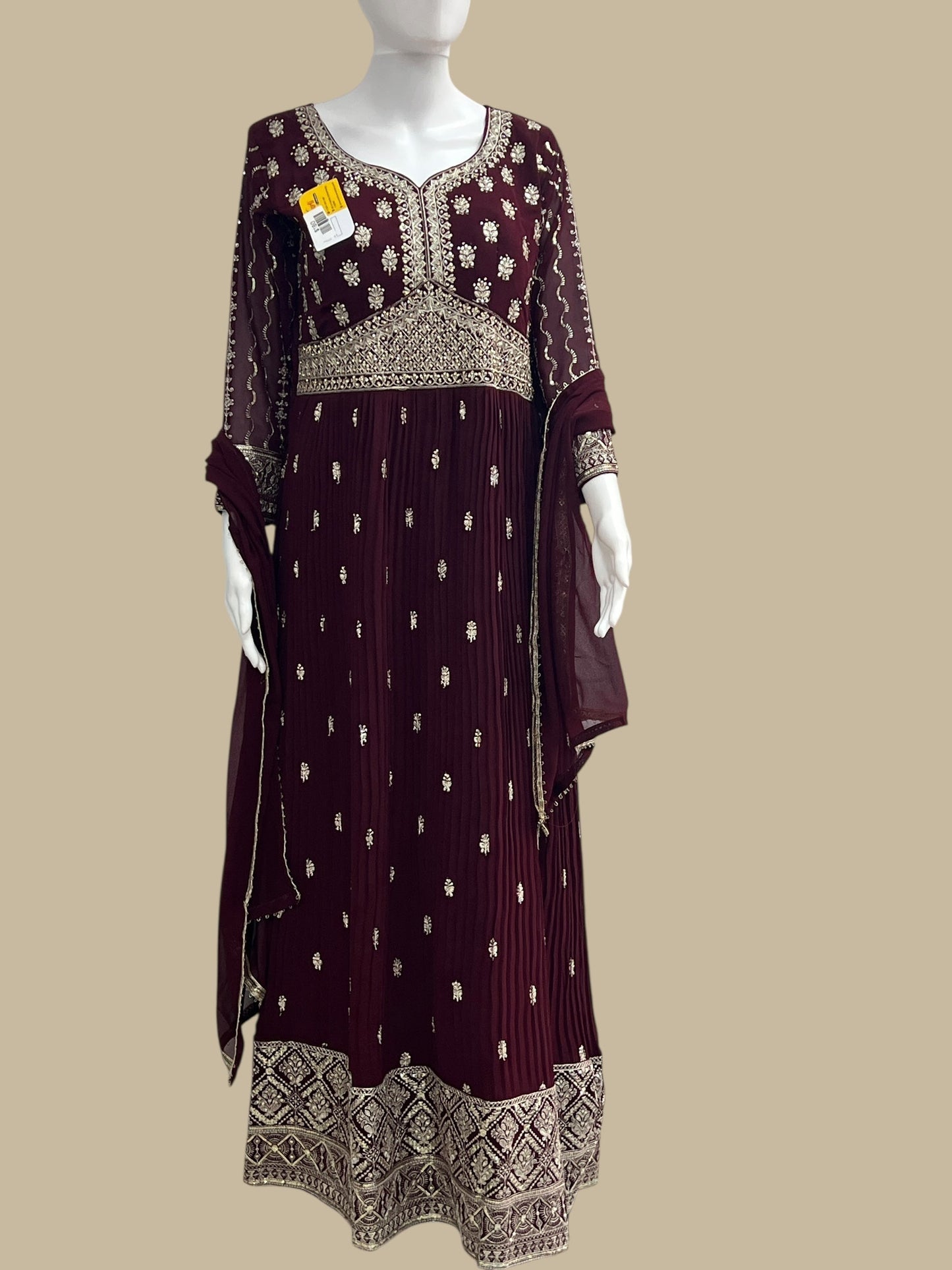 Party wear long gown : wine color