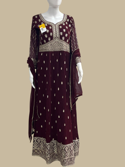 Party wear long gown : wine color
