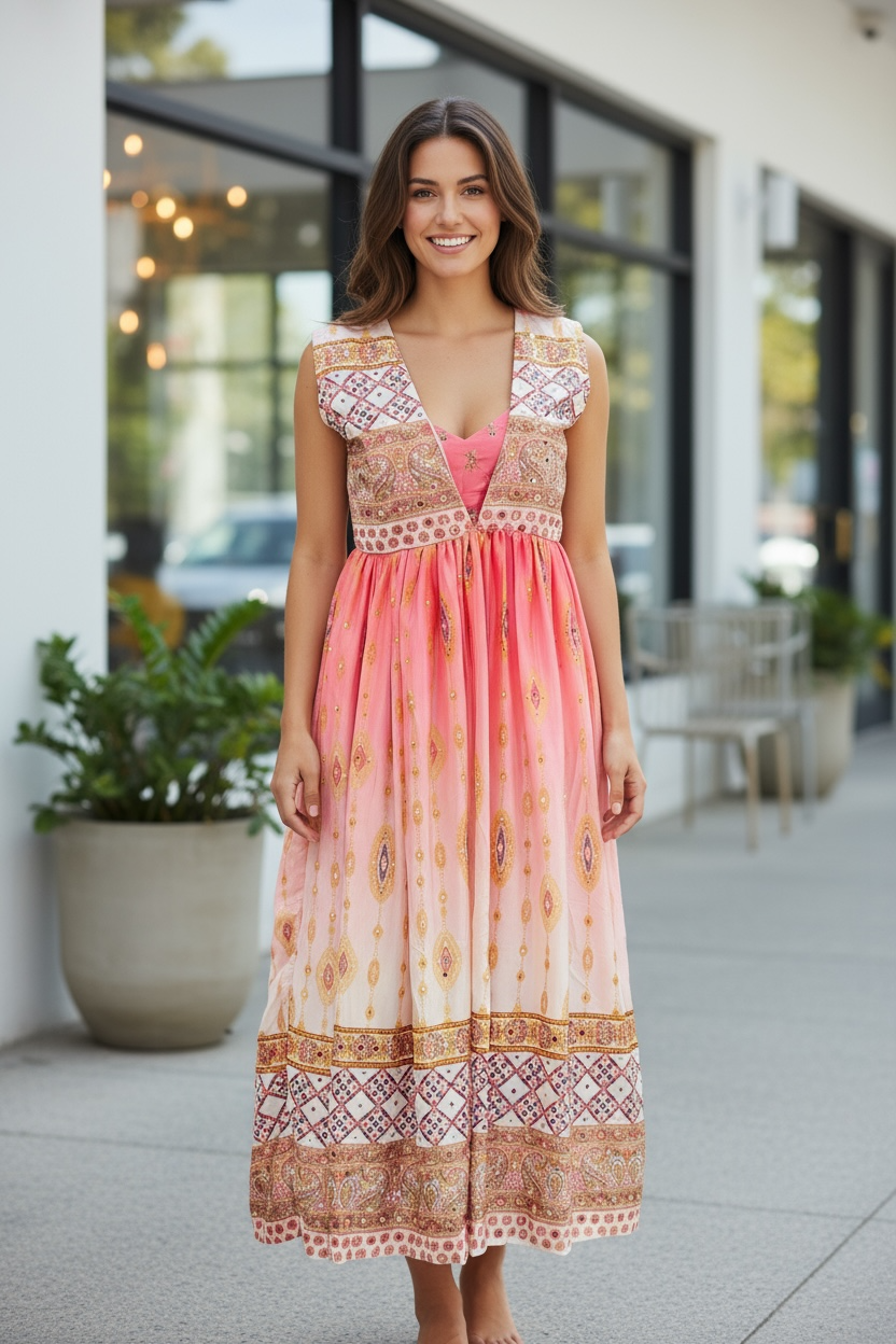 Pink long gown
