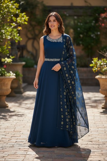 Blue georgette party wear Kurti
