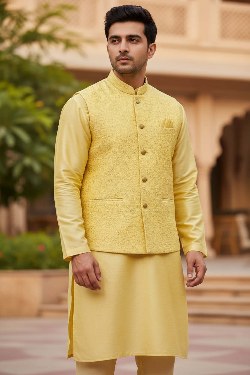 Silk kurta pajama with jacket
