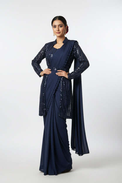 Readymade saree with blouse and shrug