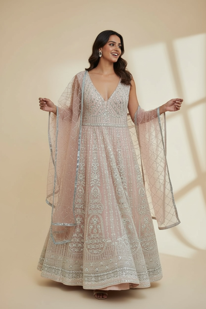 Heavy party wear bridal gown