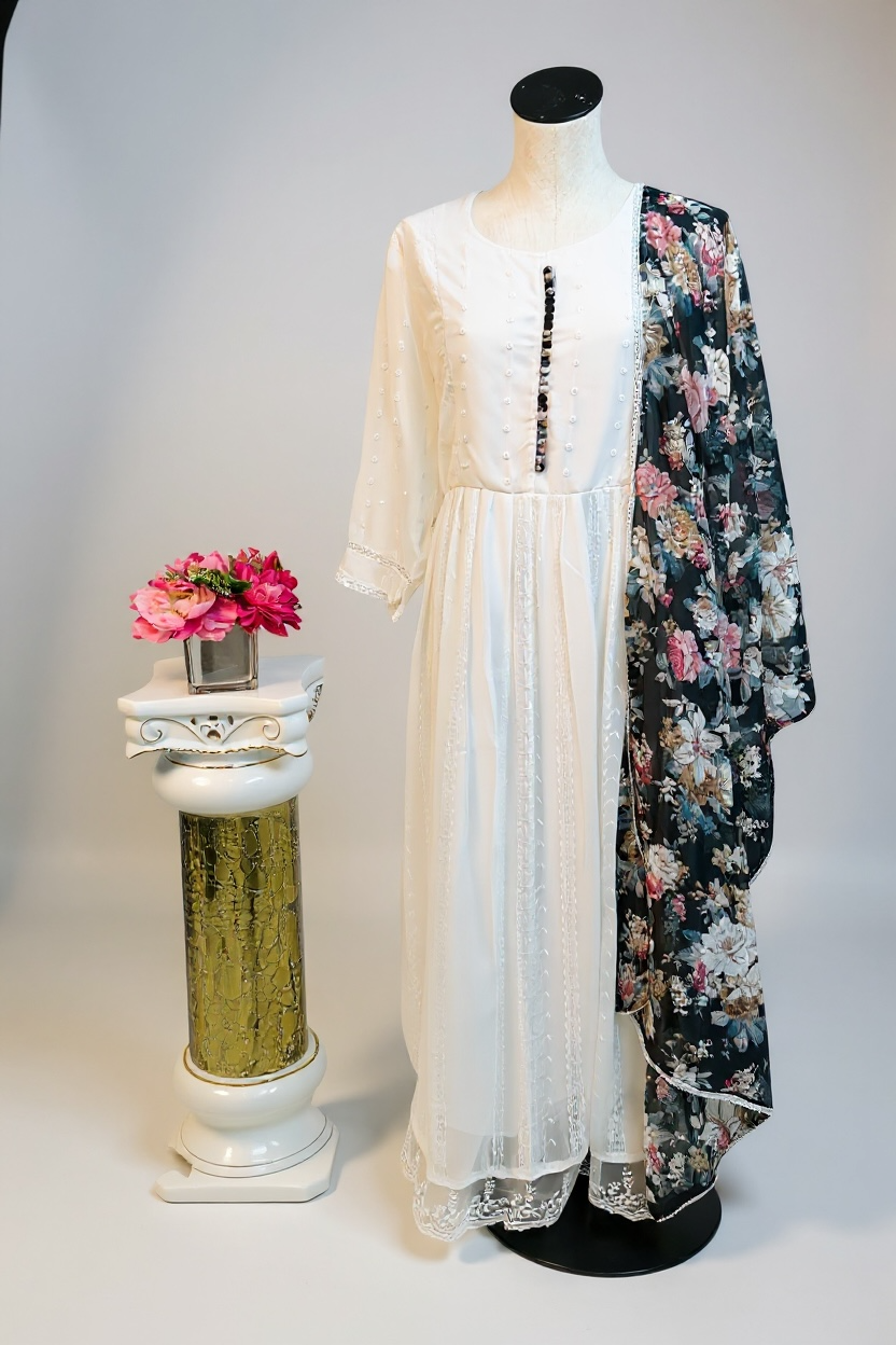 Chiffon long Kurti with dupatta