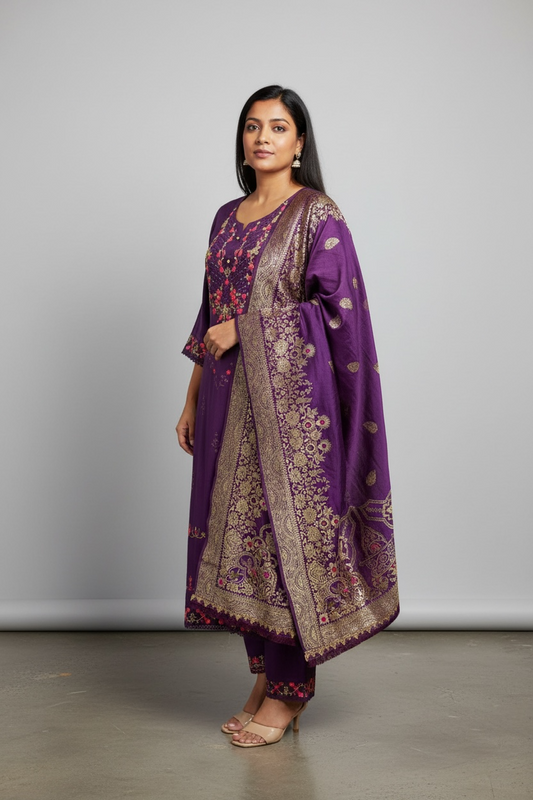 Cotton silk Kurti set with banarasi dupatta