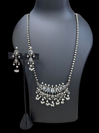 Oxidized silver necklace set