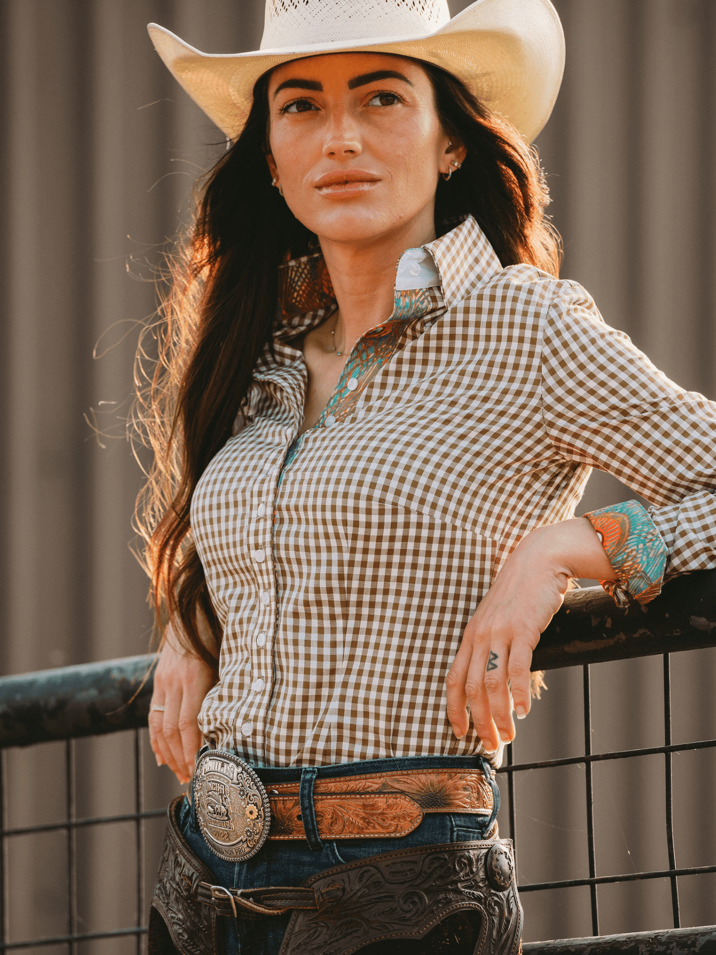 Olive Gingham Women's Western Shirt | Core Collection