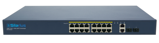 Silarius SIL-A16POE1G150 20 Ports POE+ switch with 16 Gigabit Ports PoE+, 2 Gigabit Uplinks, and 2 SFP Slots Uplink - 150W POE+