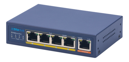 Silarius SIL-SWPP4P65 PoE Powered 5-Port Gigabit Switch with PoE Passthrough, 65W Power Budget for Powering up to 4 PoE Network Devices via Cat5e/Cat6 RJ45 Network Cables - 30W per output port