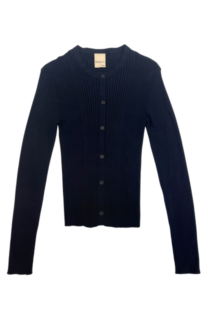 Ribbed Knit Cardigan in Navy