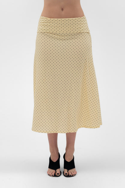 FOLDOVER FLARED MAXI SKIRT IN BUTTER