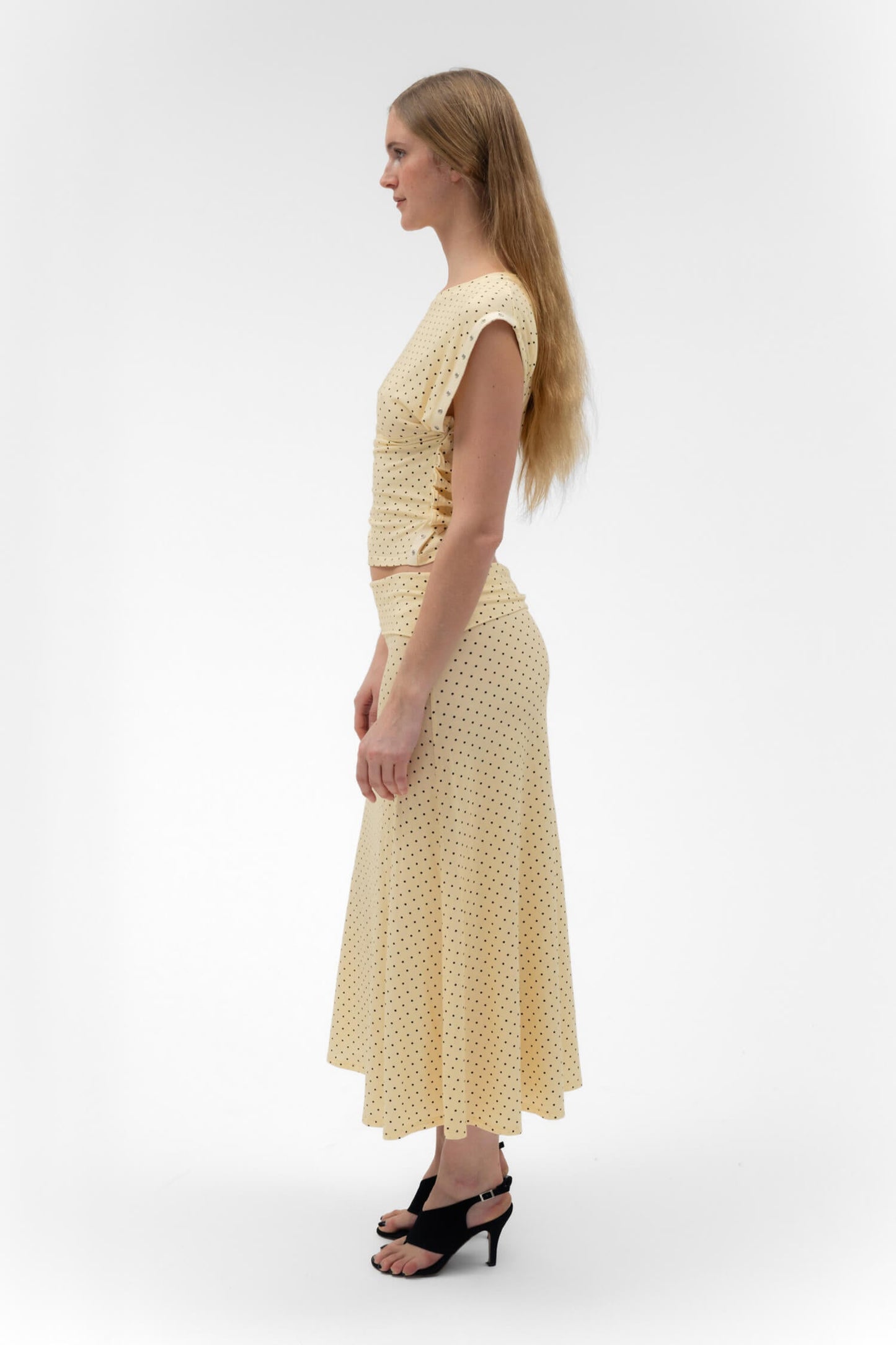 FOLDOVER FLARED MAXI SKIRT IN BUTTER