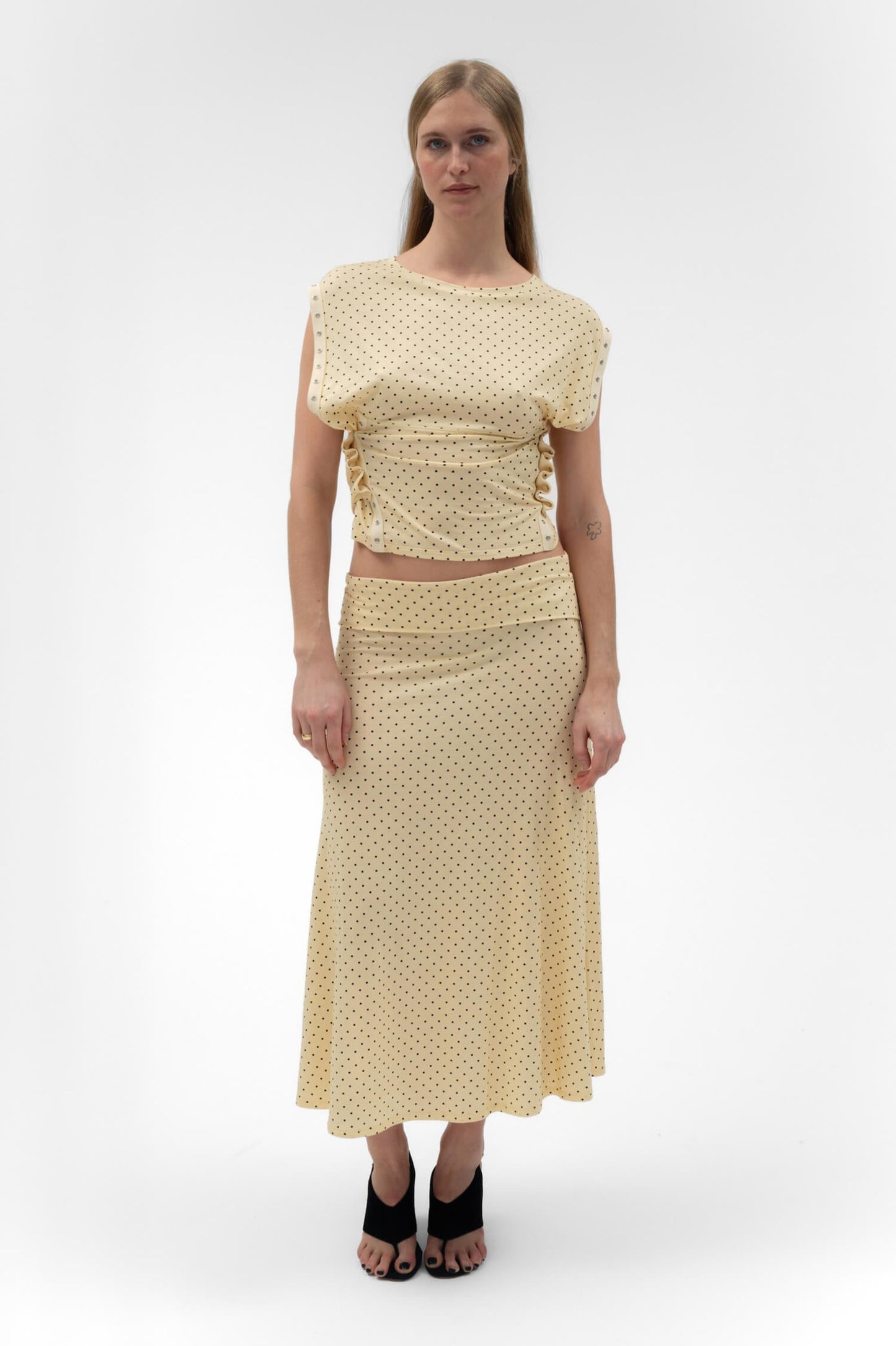 FOLDOVER FLARED MAXI SKIRT IN BUTTER