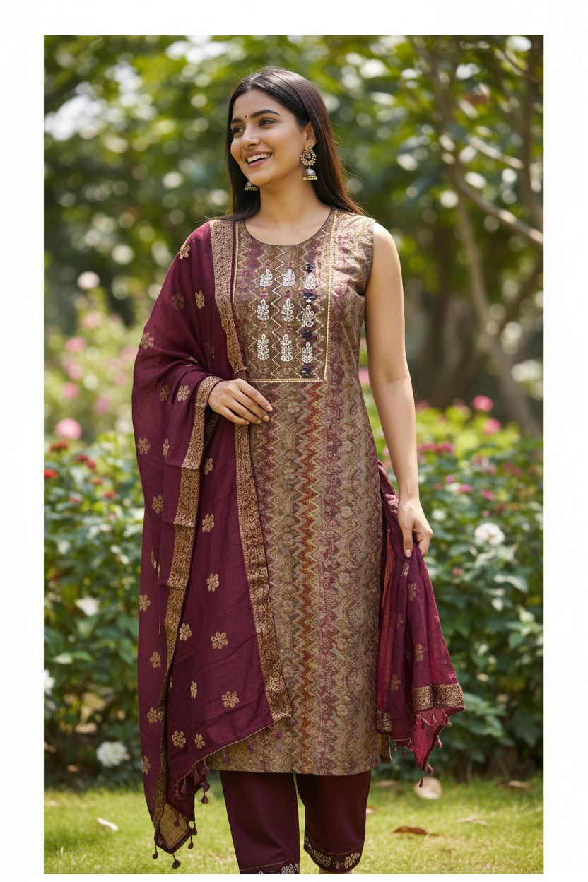 Modal silk salwar suit