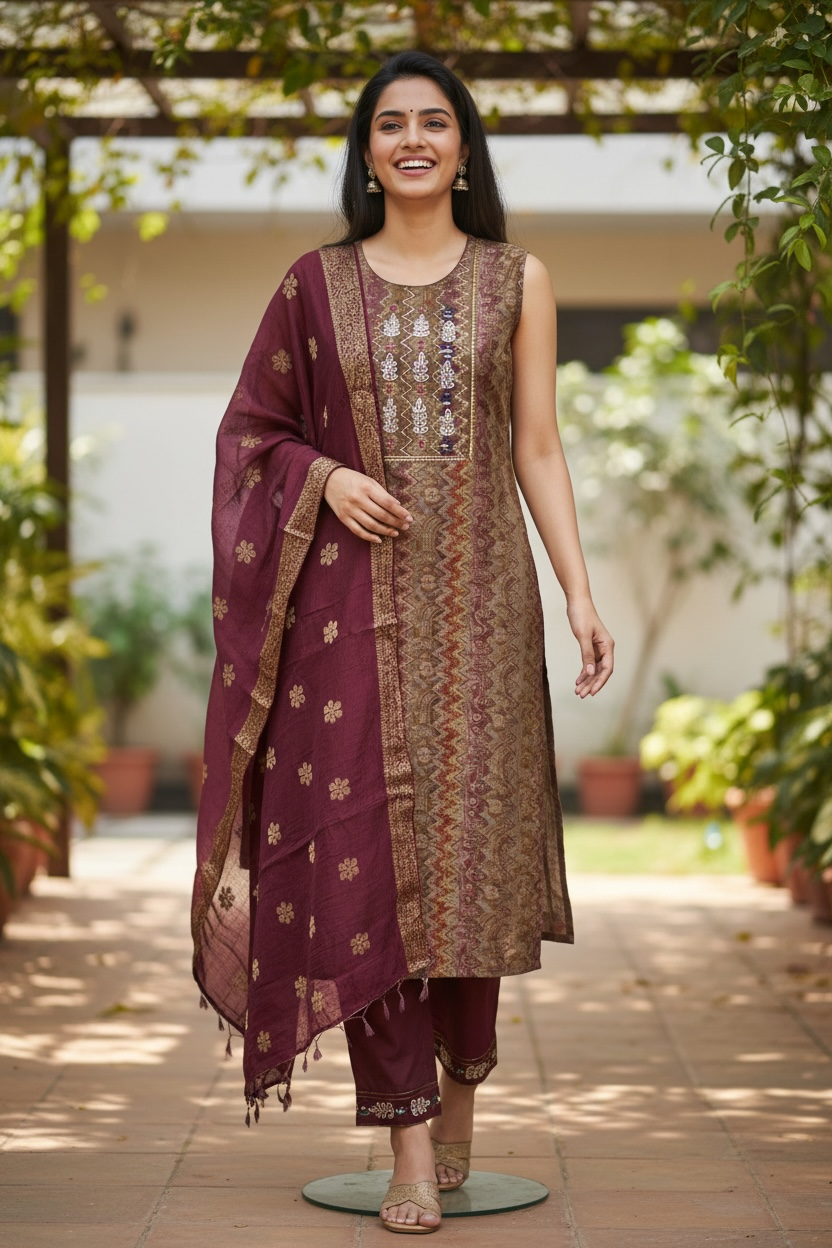 Modal silk salwar suit
