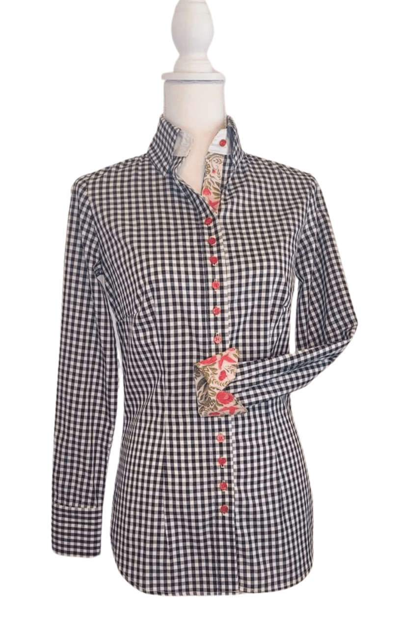 Black & Cream Gingham Women's Western Shirt | Core Collection