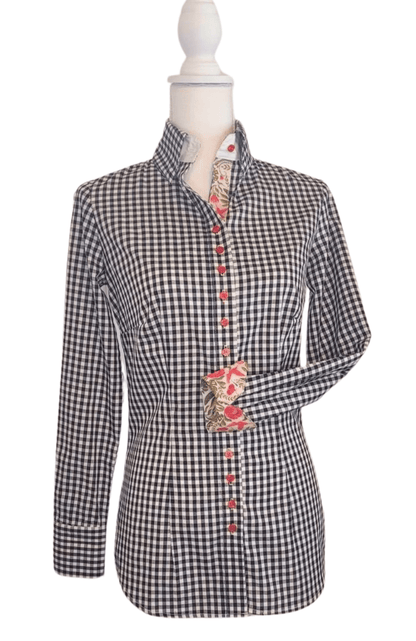 Black & Cream Gingham Women's Western Shirt | Core Collection