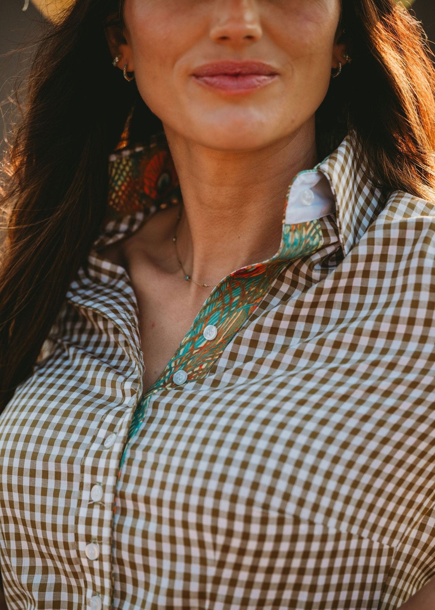 Olive Gingham Women's Western Shirt | Core Collection