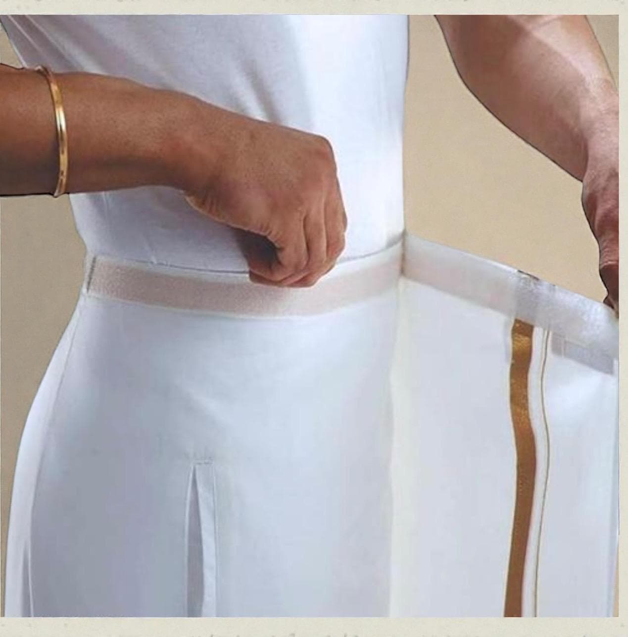 Premium South Indian Mens White Cotton Dhoti | readymade dhoti | dhoti with pocket