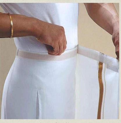 Premium South Indian Mens White Cotton Dhoti | readymade dhoti | dhoti with pocket