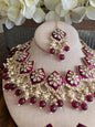 Kundan Necklace Set Gold Plated | Indian Bridal Polki Jewelry | Wedding Necklace Earrings & Maang Tikka | Ethnic Festive Jewelry