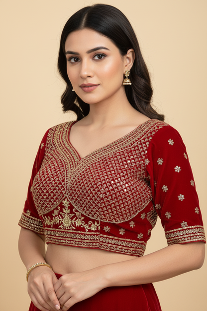 Velvet Blouse : red