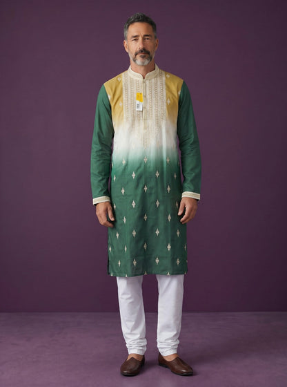 Men's Embroidered Ombre Kurta