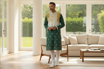 Men's Embroidered Ombre Kurta