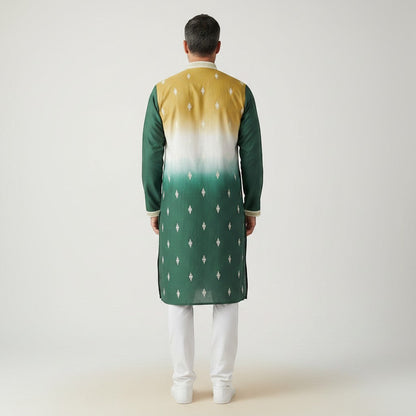 Men's Embroidered Ombre Kurta