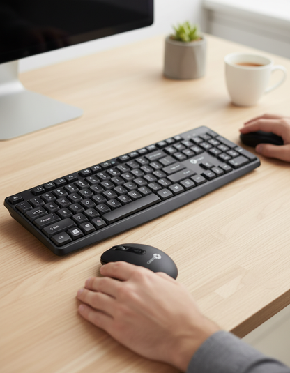 Wireless Mouse & Keyboard Combo - Ergonomic Office Set | CAPSUL Essentials